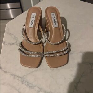 Steve Madden Tan and Silver Strappy Heels